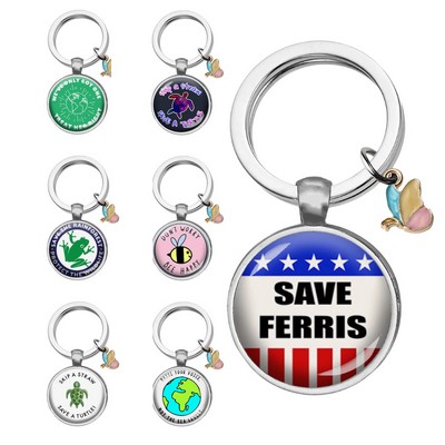 Union Printed - Round Metal Color Keychain with Full Color Dome Print