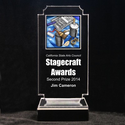 Acrylic and Marble Engraved Award - 7-3/4" Full-Color "Behind the Scenes" Panel
