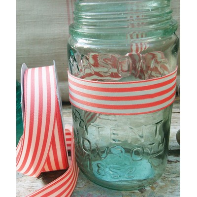 Striped Peach Polyester Blend Ribbon