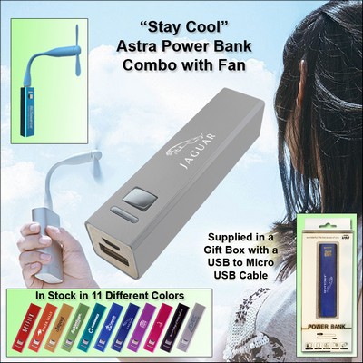 Silver 2200 mAh Astra Power Bank Combo w/Fan No Extra Tariff