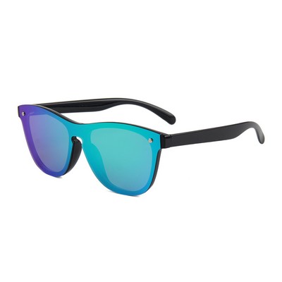 Sunglasses - Green Mirror Lenses - Black Frames