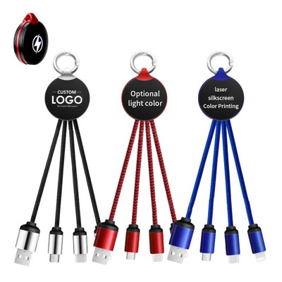 Multi-Port LED Charging Cable Keychain