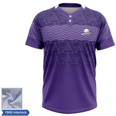 Rush - Men's & Kids' Sublimation 2-Button Baseball Jersey - 150G Interlock
