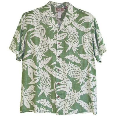 Hawaiian Tropical Print 100% Rayon Silky Feel Bahama Sage Shirt - DEEP INVENTORY