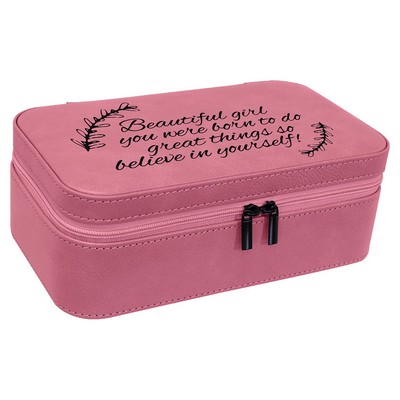 7.5" X 4.5" Pink Leatherette Jewelry Box