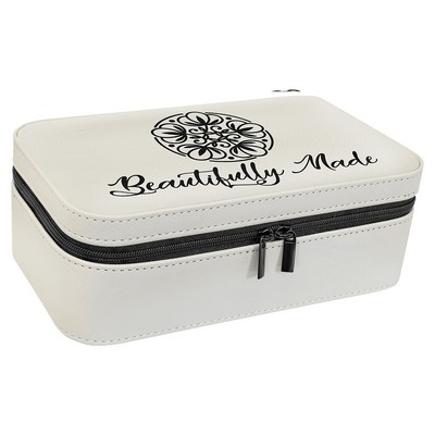 7.5" X 4.5" White Leatherette Jewelry Box