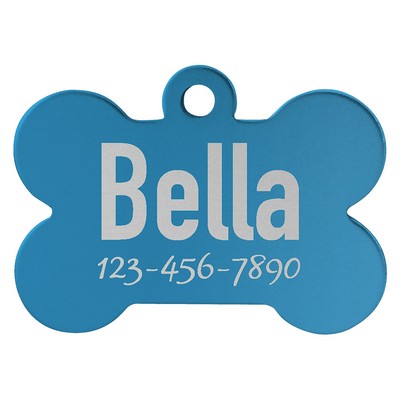 1.25" x.75" Blue Anodized Aluminum Bone Pet Tag