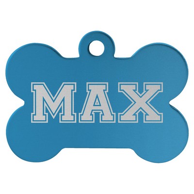 1.5" x 1" Blue Anodized Aluminum Bone Pet Tag