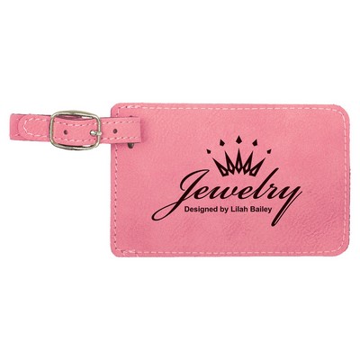 4.25" x 2.75" Pink Leatherette Luggage Tag