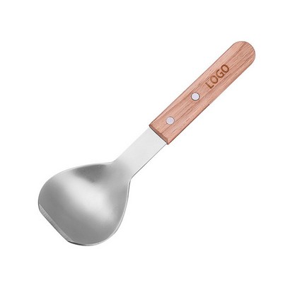 Stainless Steel Ice Cream Spoon W/ Wooden Handle