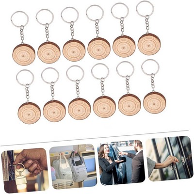 Natural Wood Log Cut Keychain