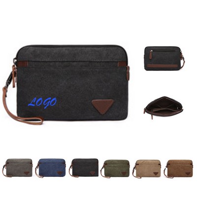 Men's Canvas Casual Zipper Wristlet Clutch Bag(Free Shipping)