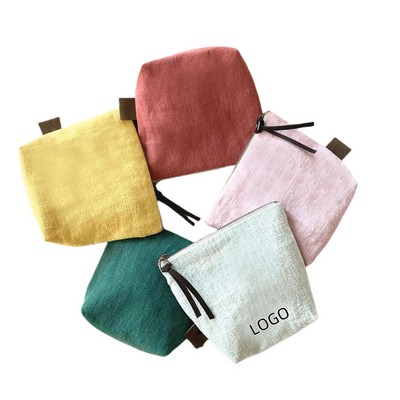 Solid-color Canvas Makeup Bag