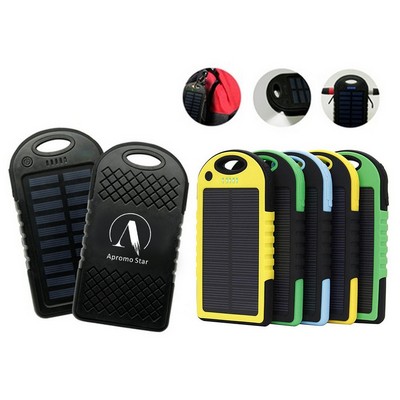 Solar Portable Charger 5000mAh Power Bank w/Dual Charging & LED Flashlight