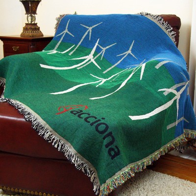 Custom CottonWeave™ Tapestry Throw Blanket, USA-made. Size XL.