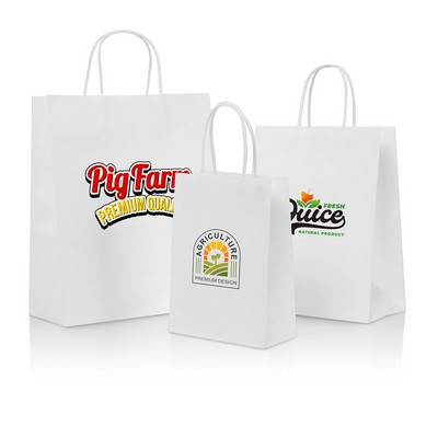White Kraft Paper Shopper Tote Bag