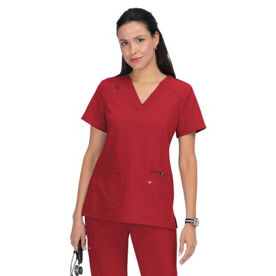koi - Next Gen - Women's 3-Pocket Wide V-Neck Stretch Hustle and Heart Top