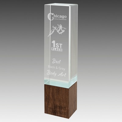 9.75" Rectangle Sierra Glass with Walnut Base