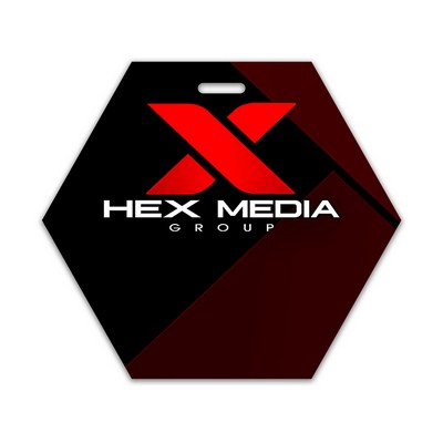 USA Made Laminated Event Tag (3.75"x4.25") Hexagon