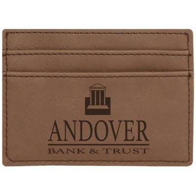 4" x 2.75" Dark Brown Leatherette Wallet Clip
