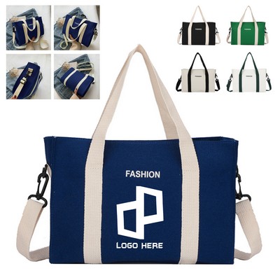 Canvas Tote Shopping Bag W/ Detachable Shoulder Strap