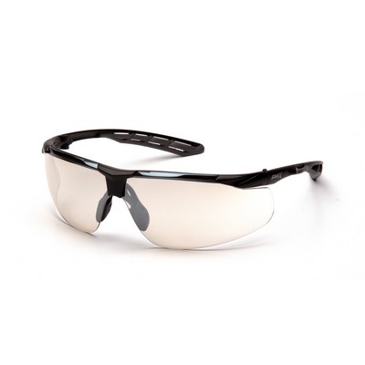 Flex-Lyte Safety Glasses, Black/Gray Frame with Indoor/Outdoor Mirror Lens