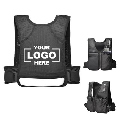 Reflective Running Hydration Vest with Zipper Pockets