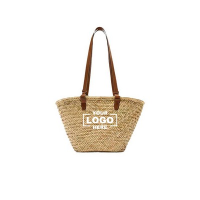 Natural Woven Straw Tote Bag