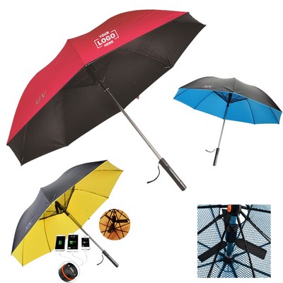 2600 mAh USB Charging Umbrella with Fan