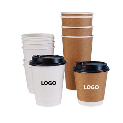 8oz Custom Disposable Insaluted Paper Coffee Cup w/Lid