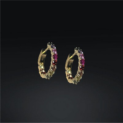 Golden Jeweled Hoops