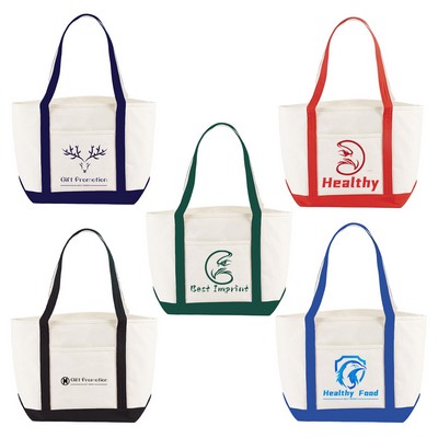 18 oz. Cotton Canvas Large Tote Bag W/Front Pocket