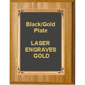Oak Plaque 7" x 9" - Black/Gold Teardrop 5" x 7" Plate