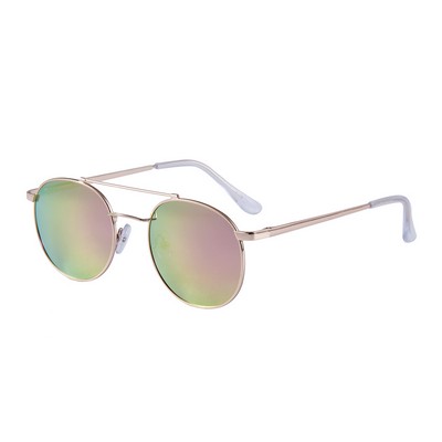 Sunglasses - Pink Mirror Lenses - Gold Frames
