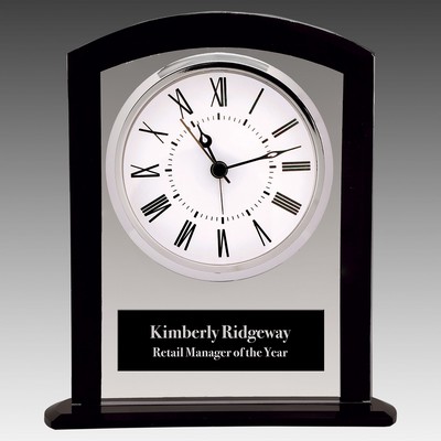 6.25" Black/Clear Glass Square Arch Clock