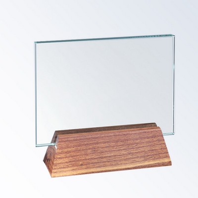 Horizontal Rectangle Award w/Slant Walnut Base - Small