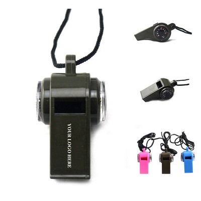 Whistle with compass thermometer lanyard