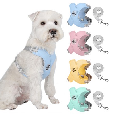 Adjustable Buckle Release Sublimation Dog Harness w/ Leash Set