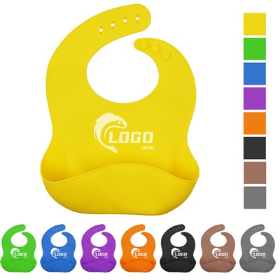 MOQ 20pcs Cute Silicone Baby Bib with Pocket