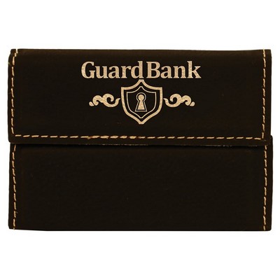 Black/Gold Leatherette Hard Business Card Holder