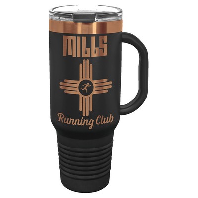 PC 40 oz. Black/Rose Gold ION-Plated Travel Mug