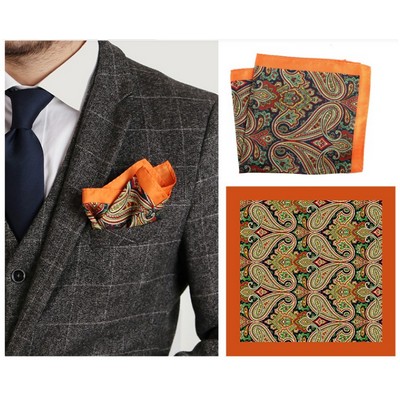Silk Custom logo Pocket Square 12 x 12 inches