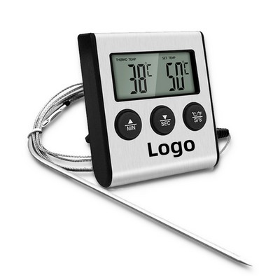 Digital Kitchen Thermometer LCD Display Long Probe for Grill Oven Food Meat Cooking Alarm Timer