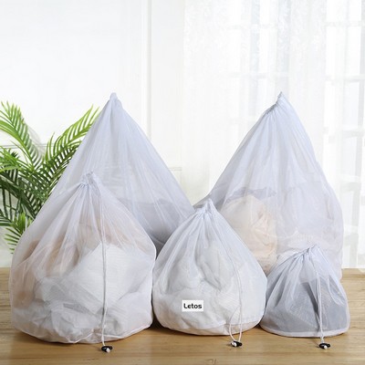 24x31.5 Inch Fine Mesh Laundry Bags Laundry Wash Bags Drawstring Laundry Bag-Woven Label