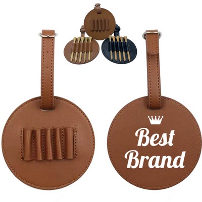 Leather Golf Tee Holder With 5 Pcs Wooden Tees