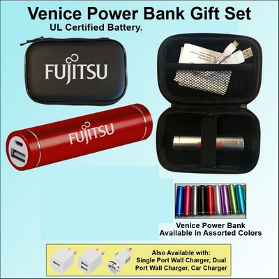 Venice Power Bank Gift Set in Zipper Wallet 2000 mAh No Extra Tariff