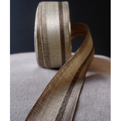 Brown Vintage Cloth Striped Ribbon