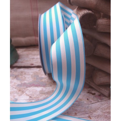 Light Blue Striped Polyester Blend Ribbon