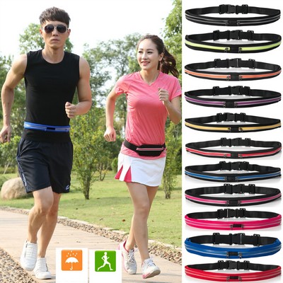 Sports Running Belt, Outdoor Dual Pouch Sweat Proof Reflective Slim Waist Pack for Men and Women