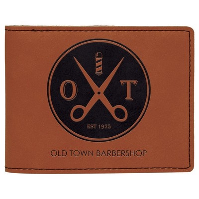 4 1/2" x 3 1/2" Rawhide Leatherette Bifold Wallet